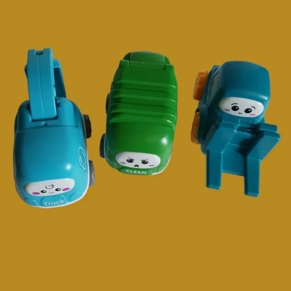 Cartoon face play vehicle set of 3